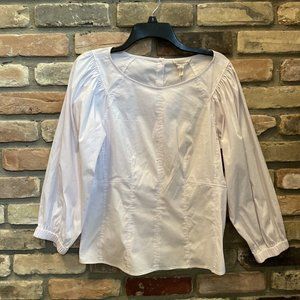rebecca taylor pale lilac fitted cotton blouse puff sleeves nwt 8